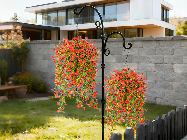 artificial hanging plants outdoors