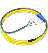 RamboCables 6 Strand LC-UPC Fiber Pigtail Singlemode 9/125, Fiber Optic Pigtail 1.5 Meters 6 Colo...