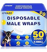 XPCARE 50 Count Disposable Male Dog Diapers, Male Dog Wraps,Super Absorbent Leak-Proof Fit(X-Small)
