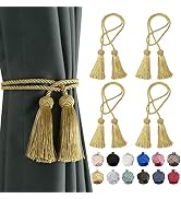 BEL AVENIR 4 Pack Curtain Handmade Tiebacks Decorative Curtain Holdbacks with Tassel (Gold, 4 Pack)