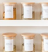 162 Minimalist Spice Jar Labels - Preprinted Spice Stickers - Black Text on White Waterproof Labe...