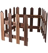 DOITOOL Wooden Picket Fence Garden Border, Decorative Garden Fence Animal Barrier Landscape Fenci...