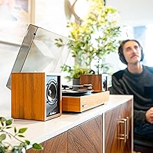 Electrohome Huntley Powered Bookshelf Speakers with Built-in Amplifier and 3" Drivers for Turntable