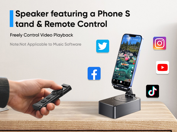 Speaker featuring a Phone S tand & Remote Control