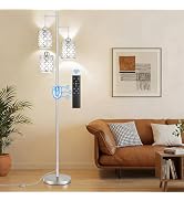GHOOCEMLUX Dimmable Floor Lamp, Farmhouse Standing Lamp with Elegant Metal Cage, Industrial Tall ...