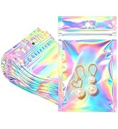 Motomy 100 Pcs Holographic Mylar Bags, Resealable Smell Proof Packaging Bags for Small Business, ...