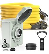 E-SDS 50 Amp Generator Cord 25FT and Pre-Drilled Power Inlet Box Waterproof Combo Kit,NEMA 14-50P...