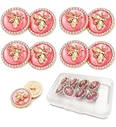 8pcs Metal Buttons for Clothes, Gold Metal Button with Bees Pattern and Pink Rhinestone, 18mm/0.7...