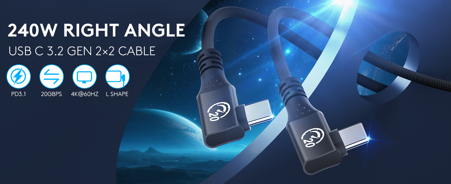 Flexible USB C to USB C 3.2 Gen 2x2 Cable 1Foot 6.6 feet 0.3m 2m 1.8m