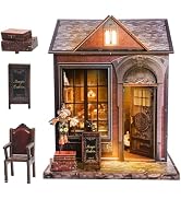 Joibabe Magic Library DIY Miniature House,LED Lighting Book Nook Kit Dollhouse Kit for Adult and ...