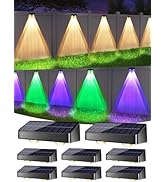 ODEETRONIC Color Changing Solar Fence Lights - 8 Pack 9 Color Outdoor Patio Lights with 11 Mode, ...