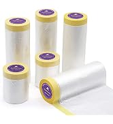 BOMEI PACK 6Rolls Pre-Taped Masking Film, Tape and Drape for Automotive Painting Covering, 3 Mult...