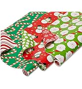 American Greetings 120 sq. ft. Reversible Christmas Wrapping Paper Bundle, Santa, Snowmen and Can...