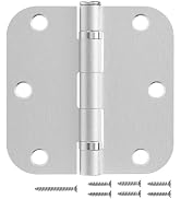 3 Pack Brushed Nickel Door Hinges 3.5 Inch 5/8" Radius Round Anti-Squeak Ball Bearing Quiet Inter...