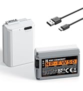K&F Concept 2 Pack NP-FW50 Battery Type-C Fast Charging A6400 Battery Compatible with Sony A6000 ...