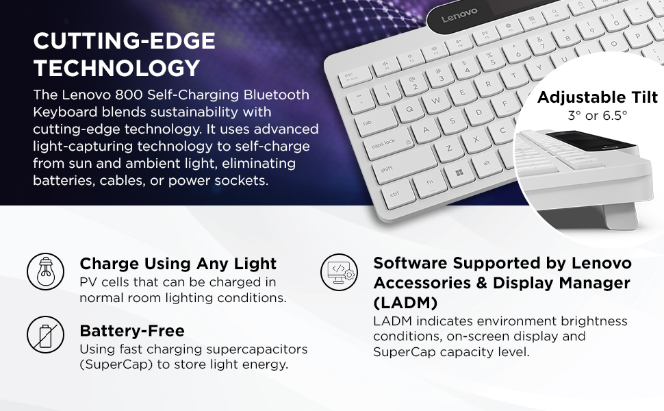 800 Self-Charging Bluetooth Keyboard