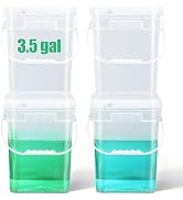 ASEVAT Square 3.5 Gallon Bucket with Lid, Clear Food Grade Storage Containers with Lids, Pail Con...