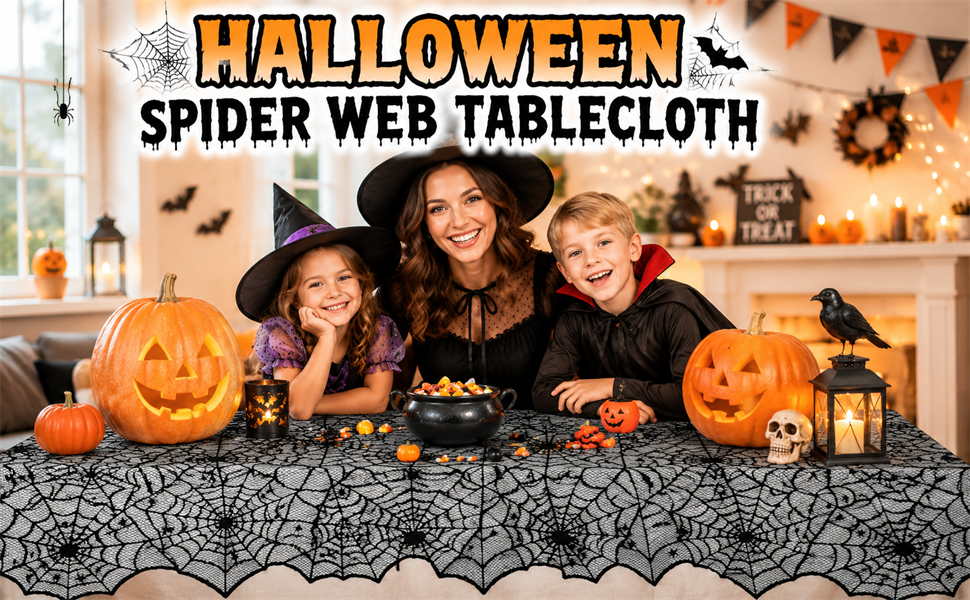 Halloween Spider Web Lace Tablecloth