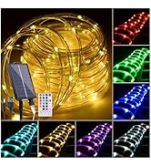 Hozplex Solar Rope Lights Outdoor Waterproof, 49Ft 150 LED String Light Fairy Solar Powered & USB...
