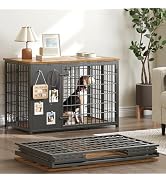 YATINEY Foldable Dog Crate Furniture, Dog Crate with DIY Frame, Heavy Duty Dog Kennel Indoor with...