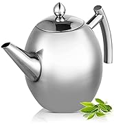 Coffee Tea Pot,Stainless Steel Teapot Coffee Pot Kettle with Filter Large Capacity,Polished Teapo...