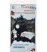 D&Z Black Disposable Plastic Tablecloth for Rectangle Tables - 12 Pack, 54 x 108 inch Table Cloth...