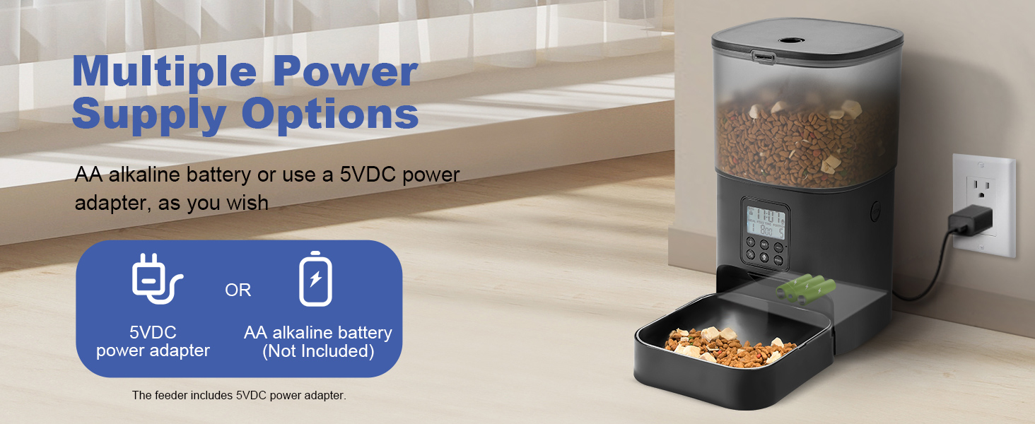 automatic cat feeder two power supplies