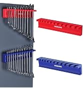 WORKPRO 2-Piece Magnetic Wrench Organizer, 24 Slots Wrenches Holder Fits SAE (5/16” to 3/4”) and ...