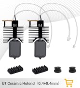 2PCS 0.4mm U1 Ceramic Hotend, High Temp & Fast Heating Extruder Print Head Replacement Hardened S...