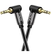 J&D 1/8 Stereo Cable, 90 Degree Right Angle Copper Shell 3.5mm Stereo Audio Aux Cable for Phone T...