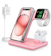 WAITIEE Wireless Charger 3 in 1, 15W Fast Charging Station for Apple Watch 9/8/Ultra 2/Ultra/SE/7...