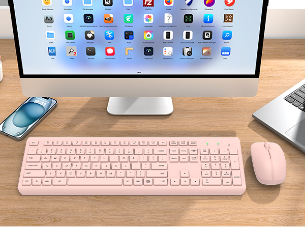 Wireless Keyboard and Mouse Combo, Full Size Silent Ergonomic Keyboard Mouse