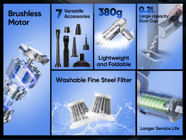 Saker Portable Cordless Car Vacuum