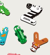 Large Size Magnetic Letters, Cute Animal Alphabet ABC Magnets for Fridge Colorful Uppercase Anima...