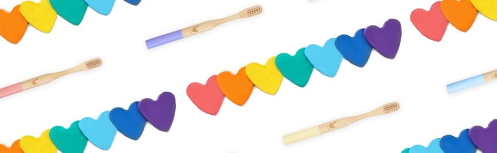 tooth brush organic pink blue purple