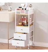 HapiRm Rolling Makeup Cart Organizer - Floor Skincare Make Up Storage with 3 Non-woven Fabric Dra...