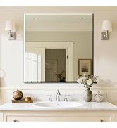 Ruomeng Frameless Mirror for Wall, 30x30 Inch Bathroom Vanity Mirror Farmhouse, Rectangle Mirror ...