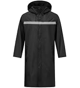 ProHydra Mens Long Safety Rain Coats with Air Vents Reflective Stripes Waterproof Packable Rain J...