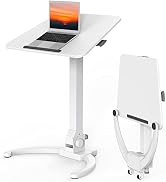 JOY worker Foldable Mobile Standing Desk, Height Adjustable Sit Stand Desk, 90° Tiltable Rolling ...