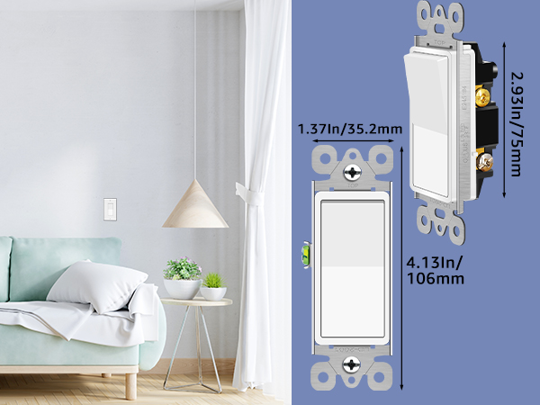 single pole switch sizes