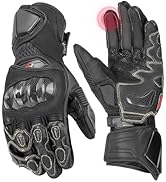 KEMIMOTO Leather Motorcycle Gloves for Men and Women, Riding Racing Gloves with ESA Cushioning Ke...