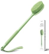 CORATED Silicone Back Scrubber for Shower, Exfoliating Body Scrubber with Long Handle, 2-in-1 Bod...