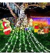Outdoor Christmas Decorations Waterfall Star Lights, 344 LED 8 Modes Tree Light, Plug In Clear Wi...