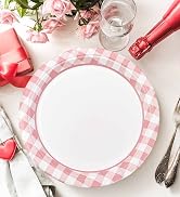 pink gingham paper plates plaid plates disposable dinner plates dessert plates pink checkered plates