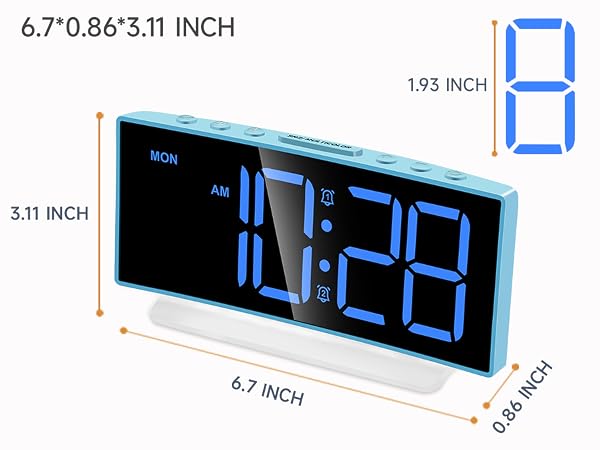 compact small digital alarm clock large display 2 inch LED digits easy read for bedrooms desk dorm
