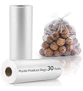 PAPRMA 12” x 20” Plastic Produce Bags, Food Storage Bags 350pcs on a Roll, Clear Produce Bag for ...