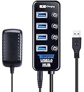 USB 3.0 Hub, Tendak USB Hub with 4 USB 3.0 Data Ports + 1 USB Smart Charging Port and Power Suppl...