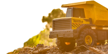 (vintage looking scene / Mighty Dump Truck)