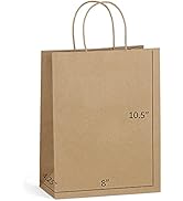Eupako Paper Bags 8x4.25x10.5 100 PCS Brown Paper Gift Bags with Handles Bulk, Kraft Shopping Bag...