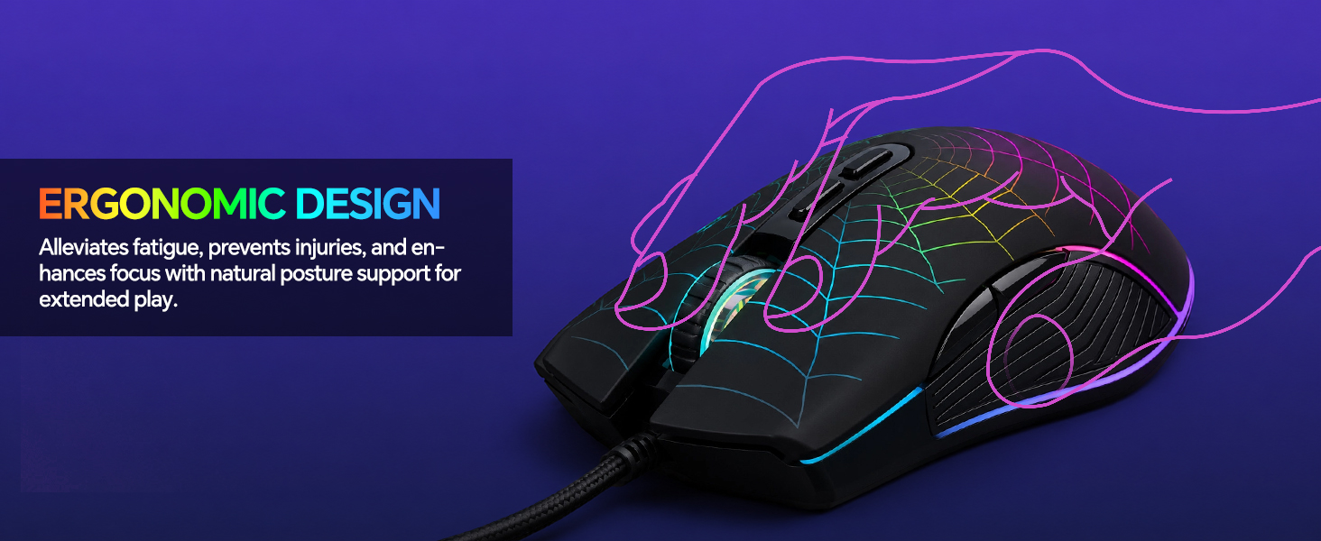 Ergonomic RGB Backlit Rainbow Side Button Gaming Mouse Compatible with PC Windows Xbox one PS4 PS5